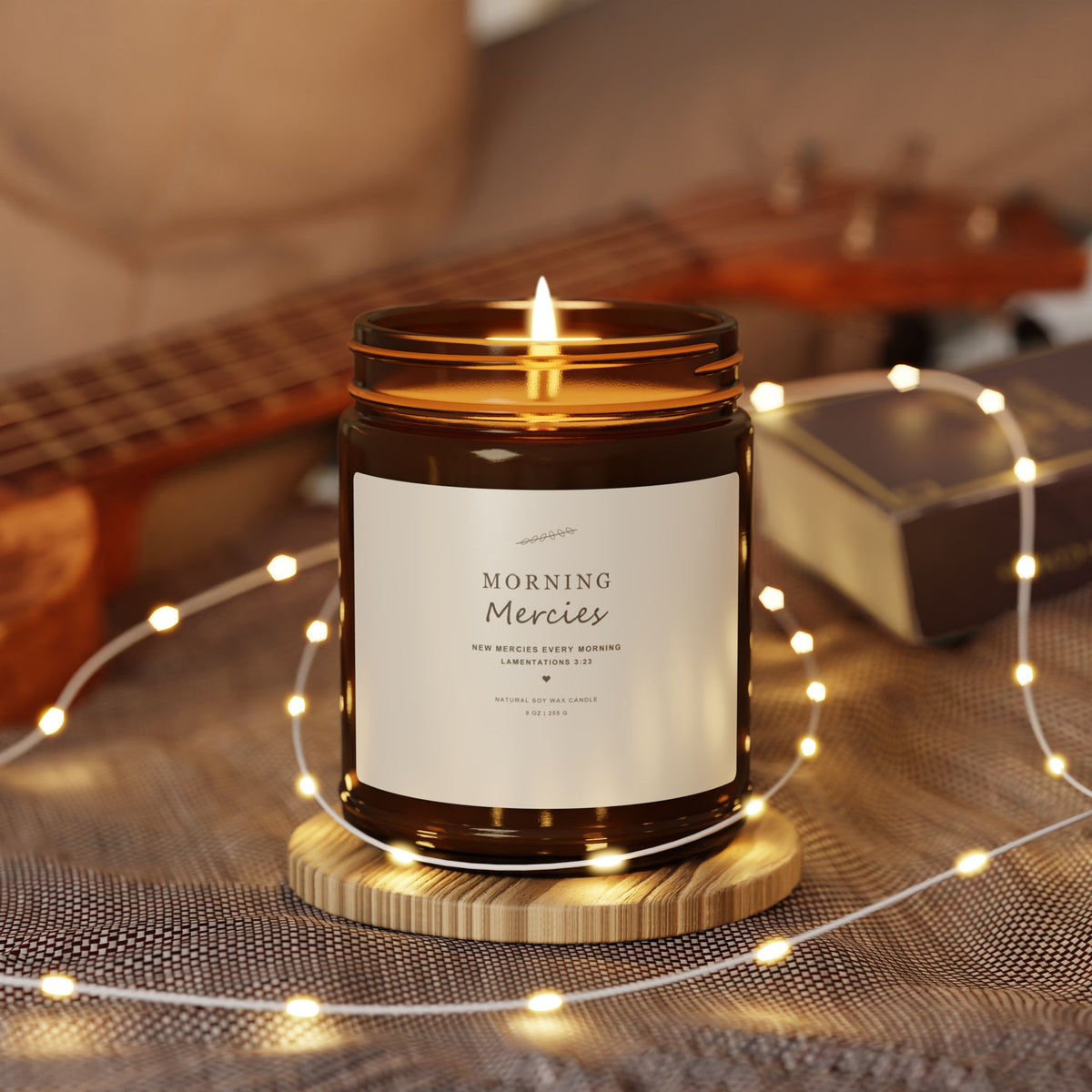 Morning Mercies Soy Candle amber jar | Scented Candle