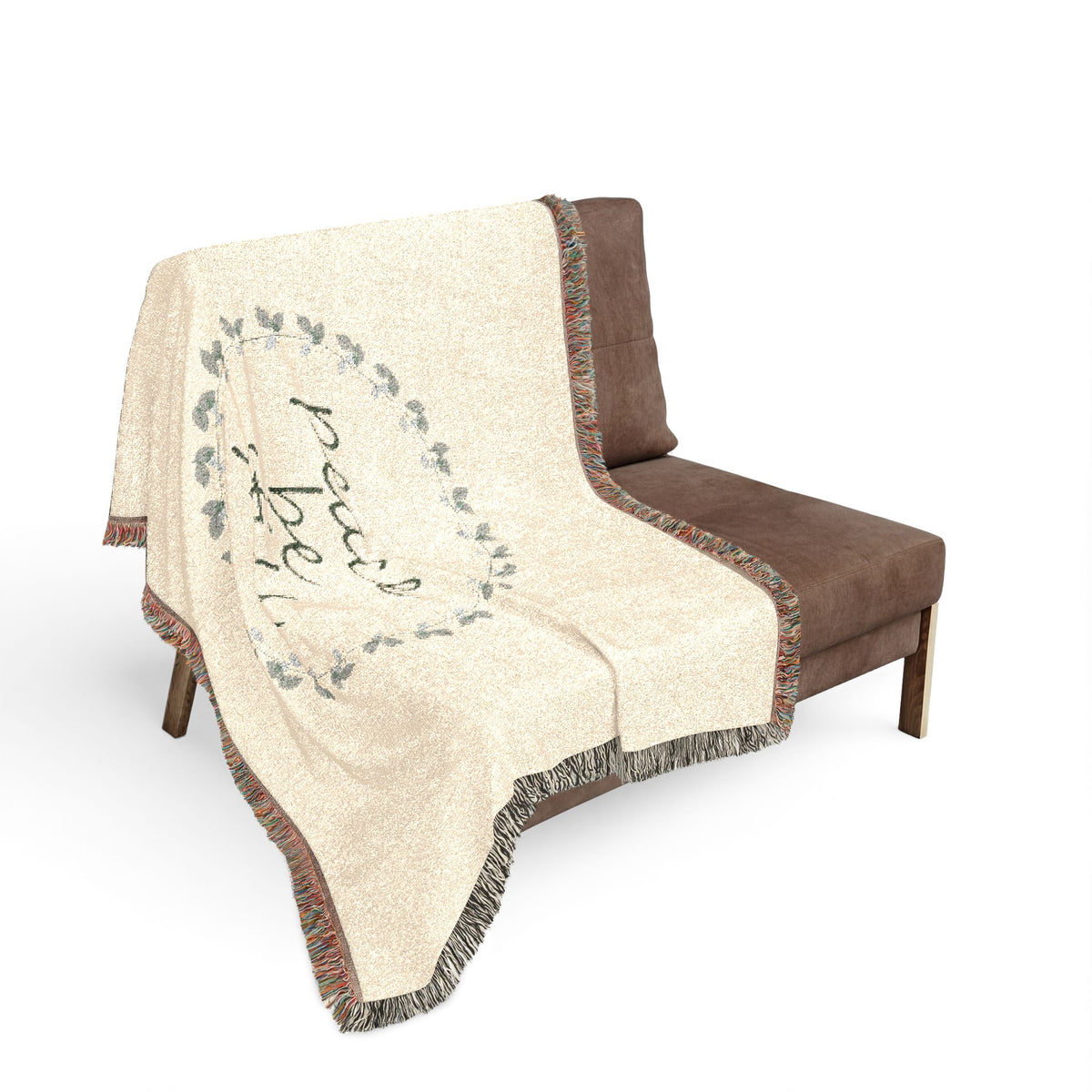 Peace Be Still Woven Blanket | Floral Wreath Throw