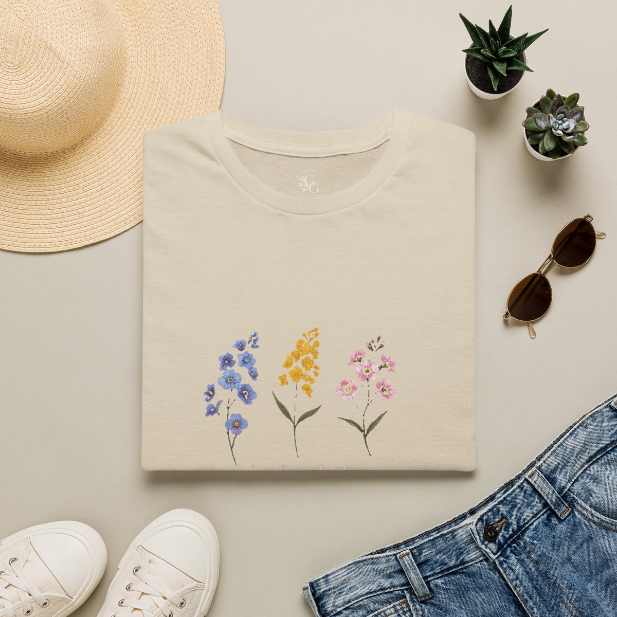 Watercolor Wildflower Trio T-Shirt | Floral Botanical Tee