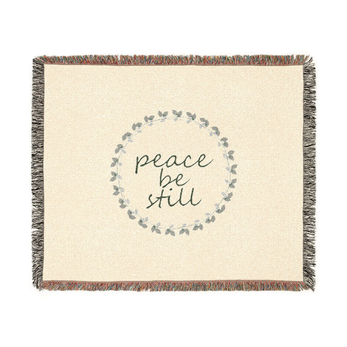 Peace Be Still Woven Blanket | Floral Wreath Throw