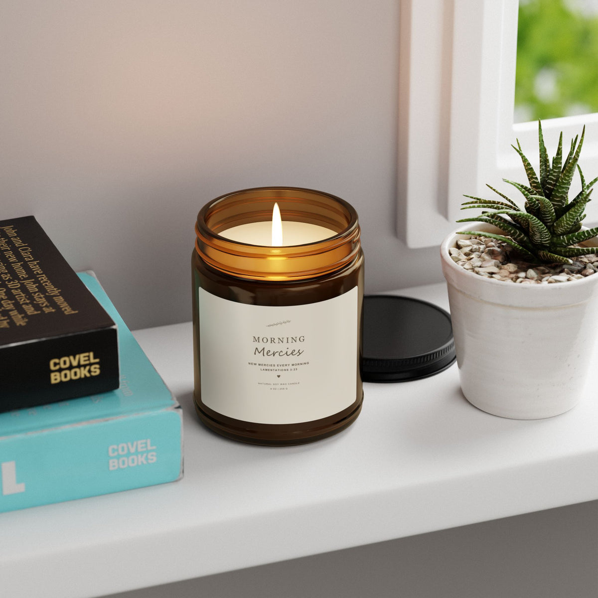 Morning Mercies Soy Candle amber jar | Scented Candle