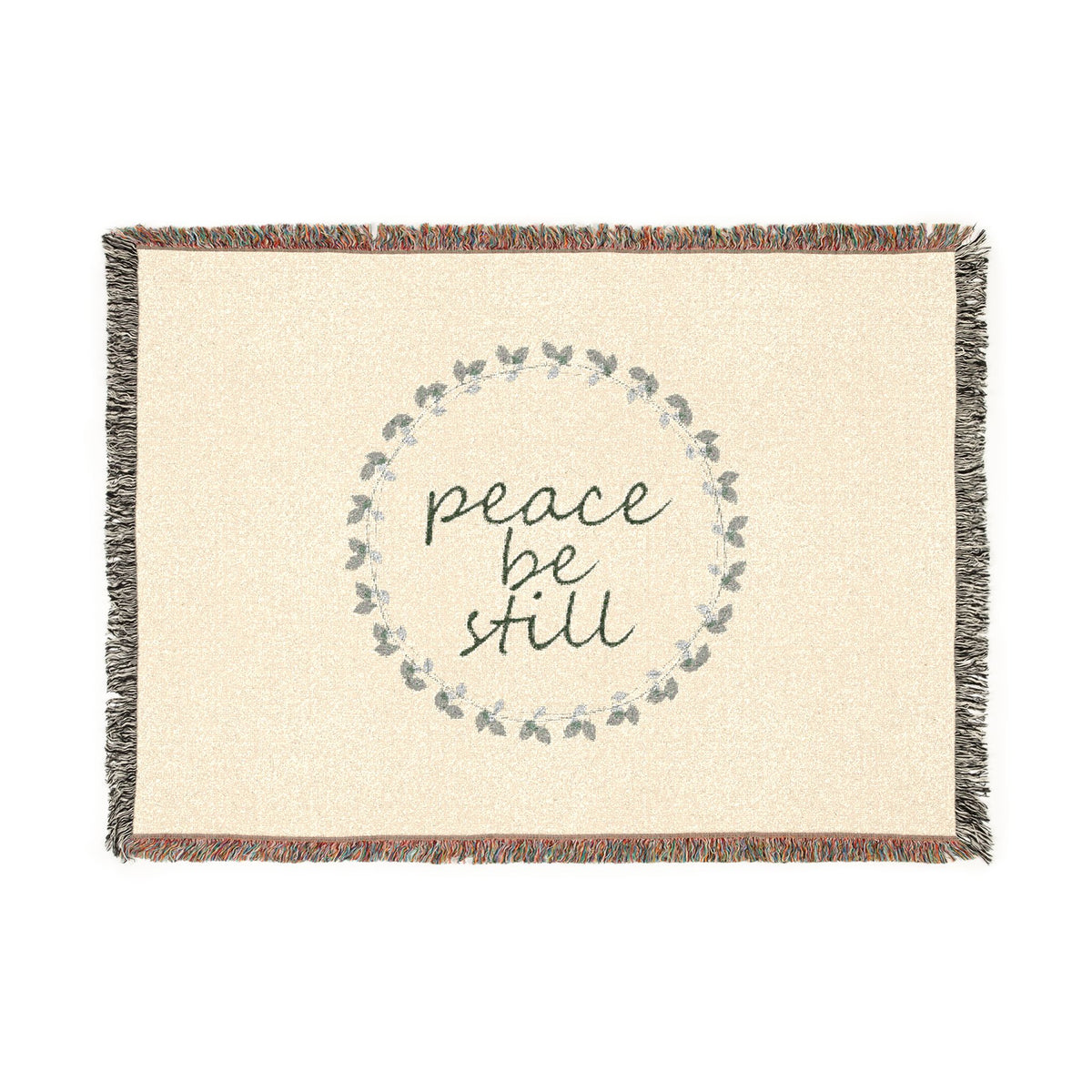 Peace Be Still Woven Blanket | Floral Wreath Throw