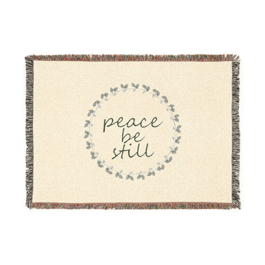 Peace Be Still Woven Blanket | Floral Wreath Throw