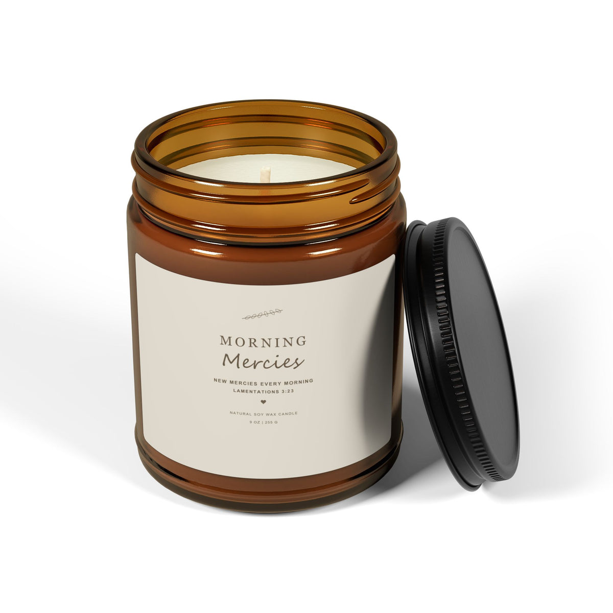 Morning Mercies Soy Candle amber jar | Scented Candle