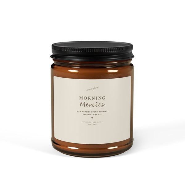 Morning Mercies Soy Candle amber jar | Scented Candle
