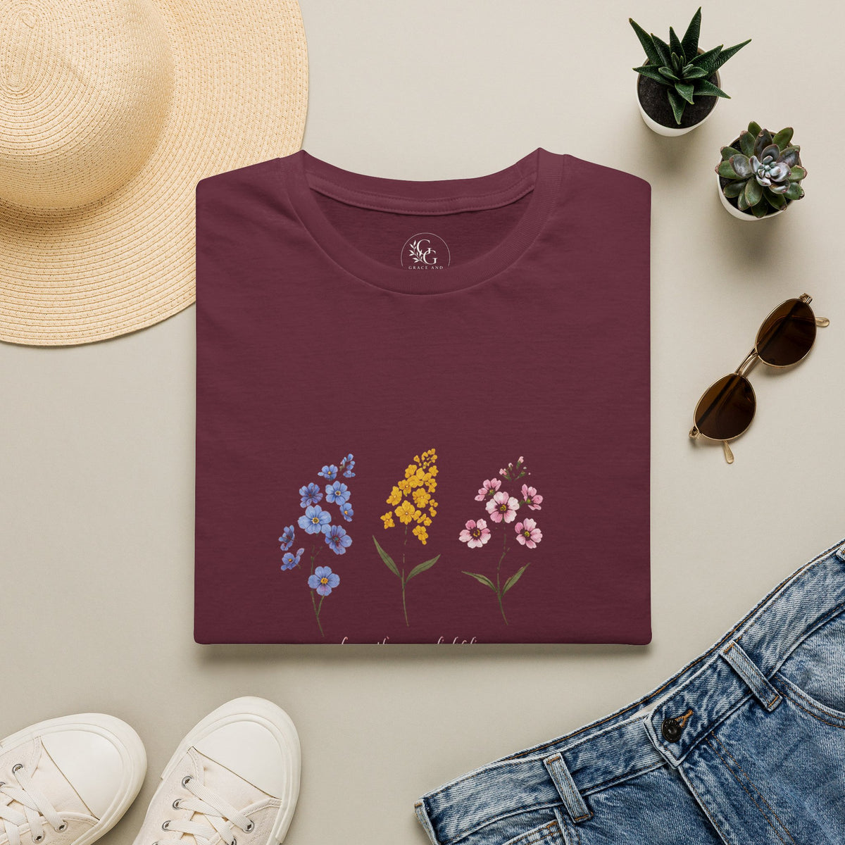 Watercolor Wildflower Trio T-Shirt | Floral Botanical Tee