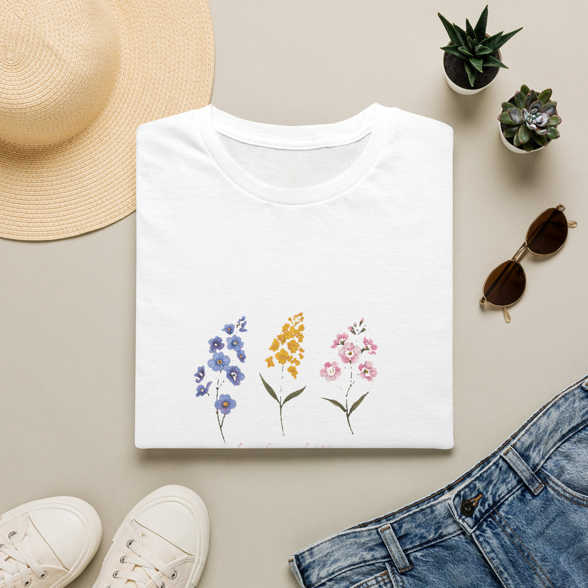 Watercolor Wildflower Trio T-Shirt | Floral Botanical Tee