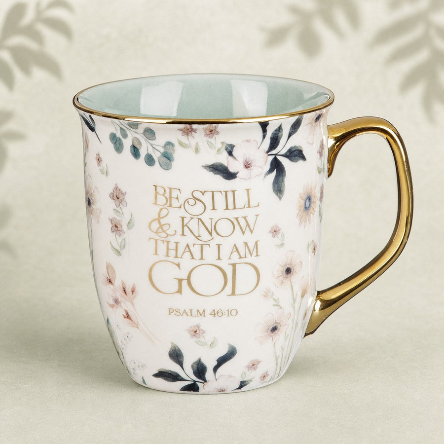 Teal Floral Be Still Mug
