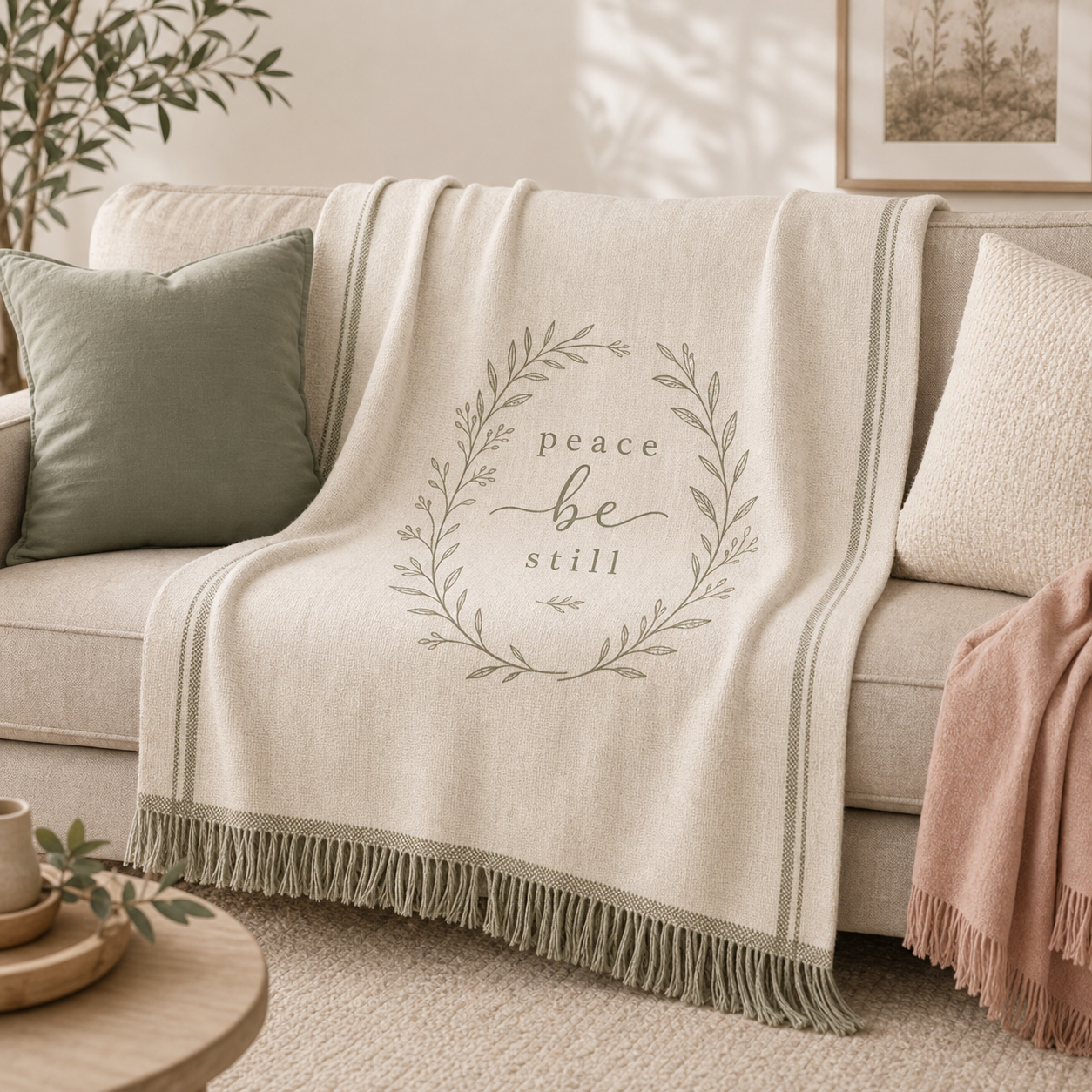 Peace Be Still faith-based throw blanket