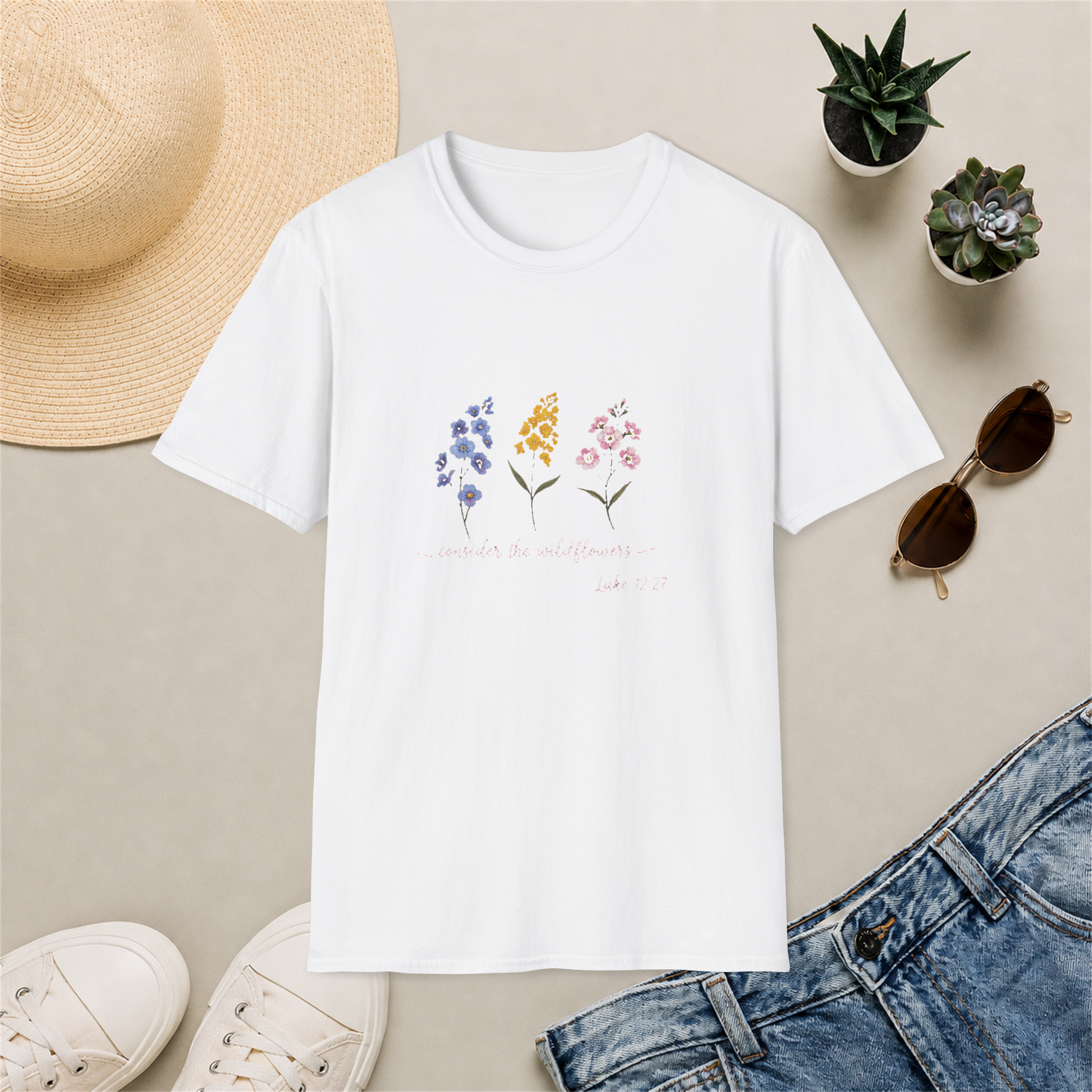 Watercolor Wildflower Trio faith T-shirt